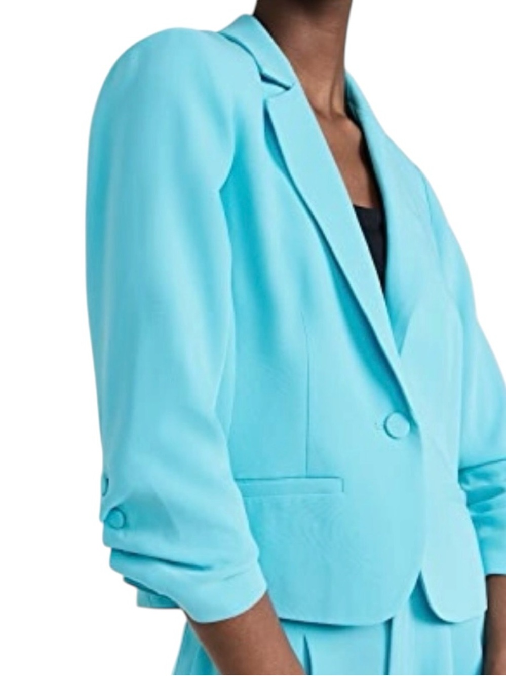 Cinq à Sept Le Petite Khloe Blazer Cyan Blue Cropped Blazer Size 4 Dopamine
